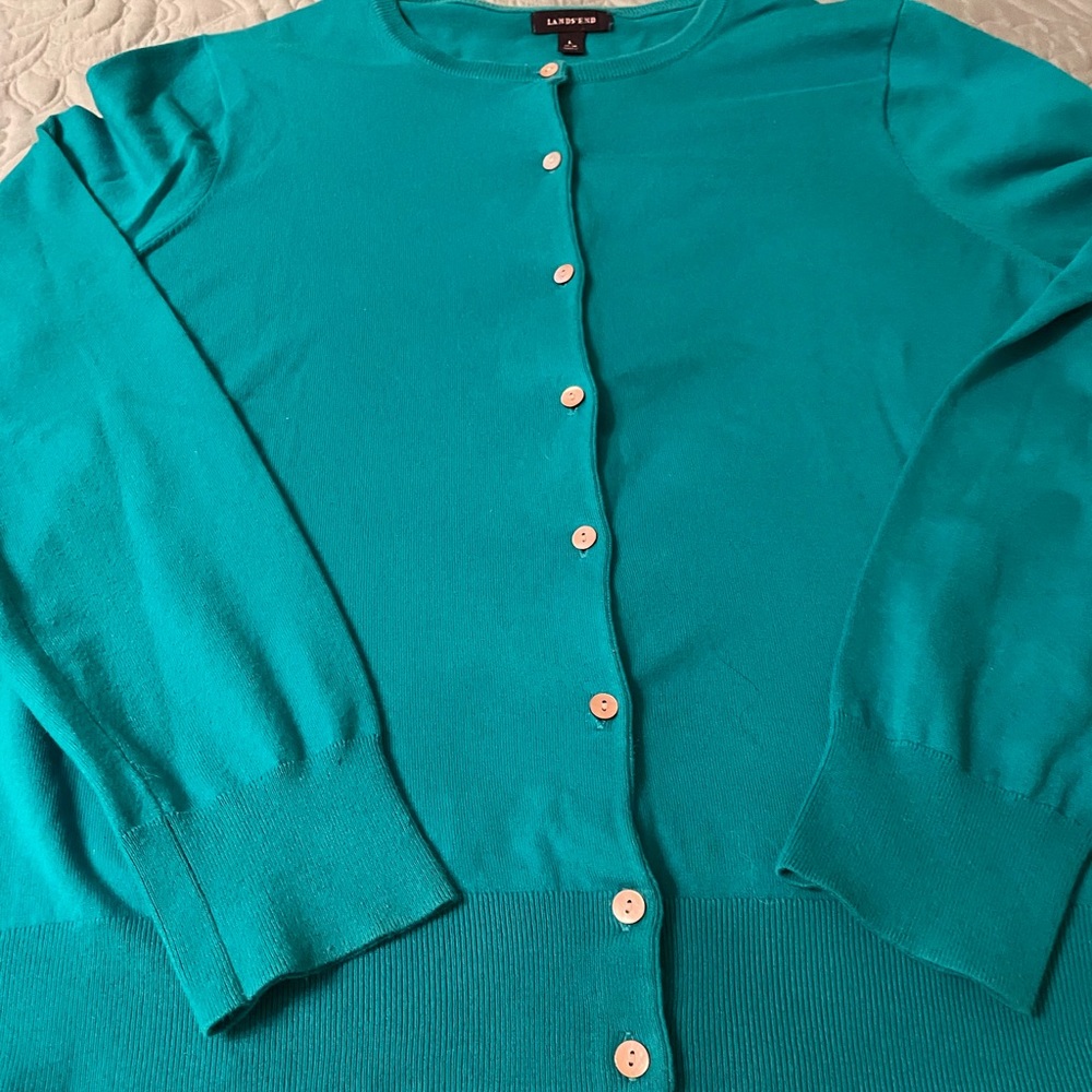 Lands end cardigan and matching shirt